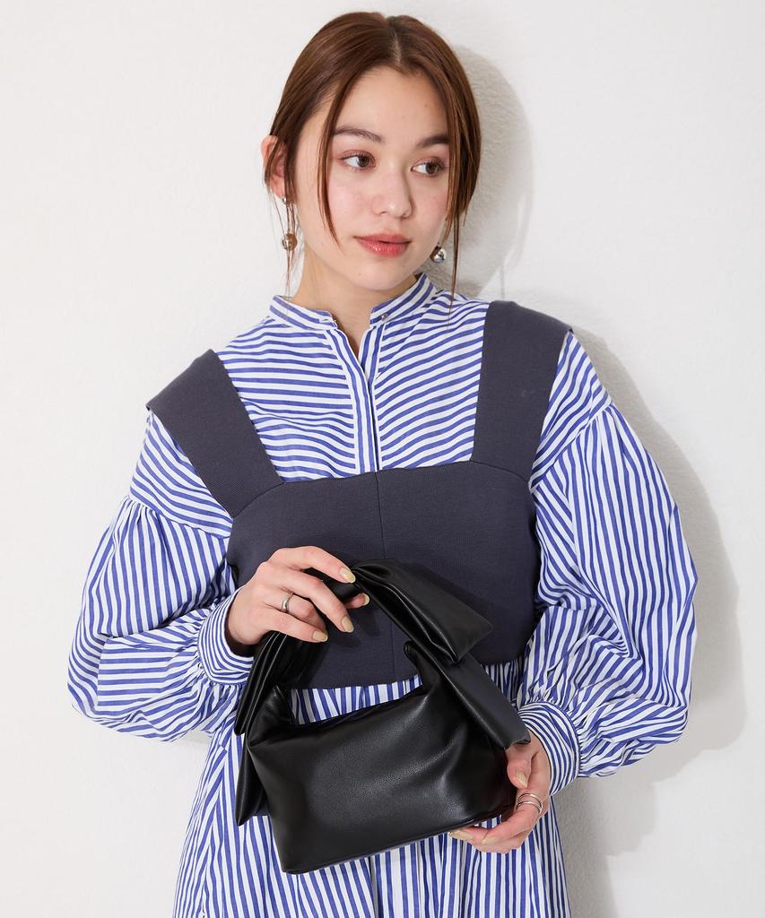 Big Ribbon Handbag [Oriental Traffic] / Women's BA-246 BLACK-FREE