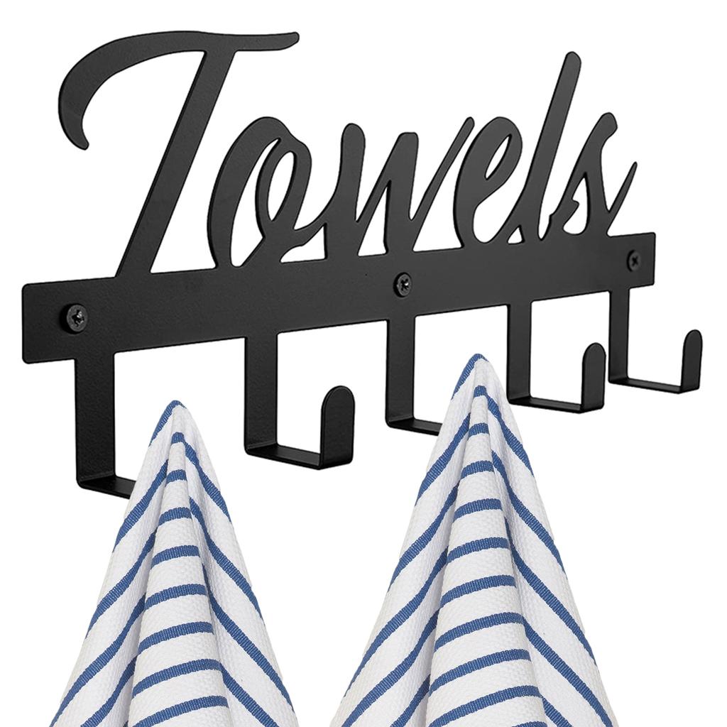 Wandmontierter Handtuchhalter Beweglicher Halter mit 5 Haken Wasserdichtes Handtuchregal Organizer Duschaufhänger Stange Badezimmerzubehör