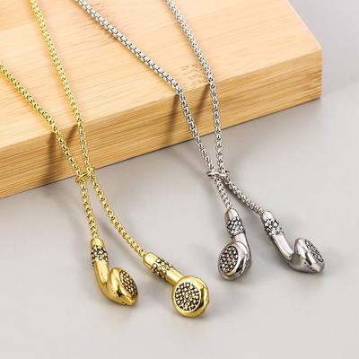 Metal Clothing Accessories Necklace Long Sweater Chain Creative Earphone Pendant Necklace  Jewelry