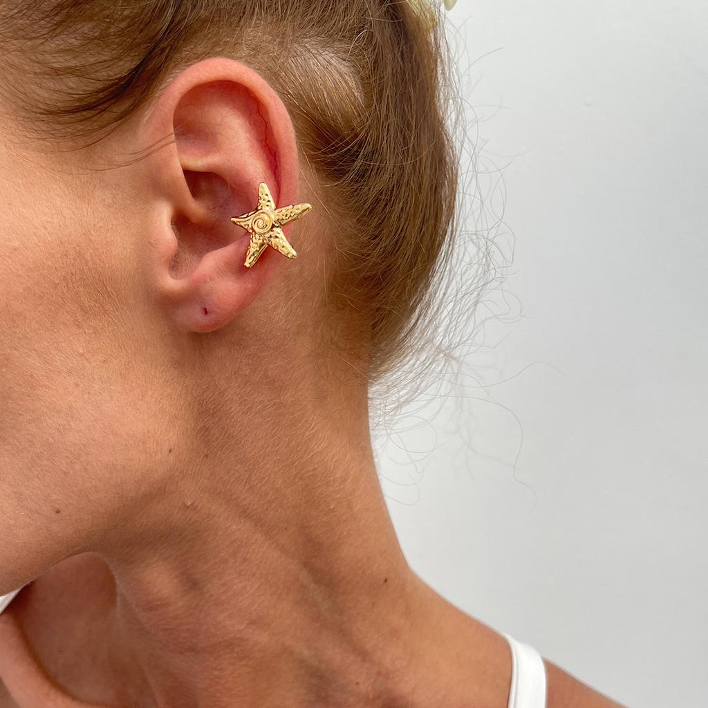 Ingemark 1pz Semplice Orecchino a Clip a Forma di Stella Marina Fiore per Orecchio da Donna Non Perforante Falso Cartilagine Luna Capesante Gioielli Regalo