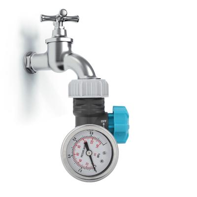 Vanne Régulateur de Pression d'Eau Réglable D2 G3/4in avec Manomètre Contrôleur d'Irrigation pour Serre Jardin Vanne de Régulation