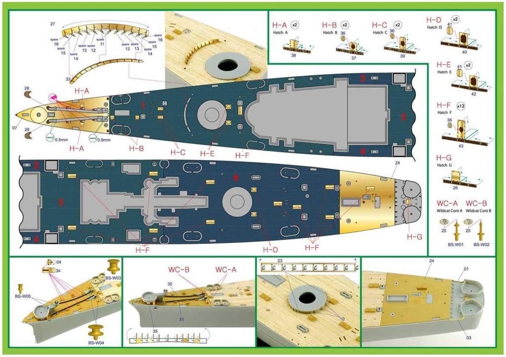 Infinimodel IMW Series US Navy Large Cruiser Guam Plastic Model Kit Parts IMW3511 1/350 CB-2 (HB)