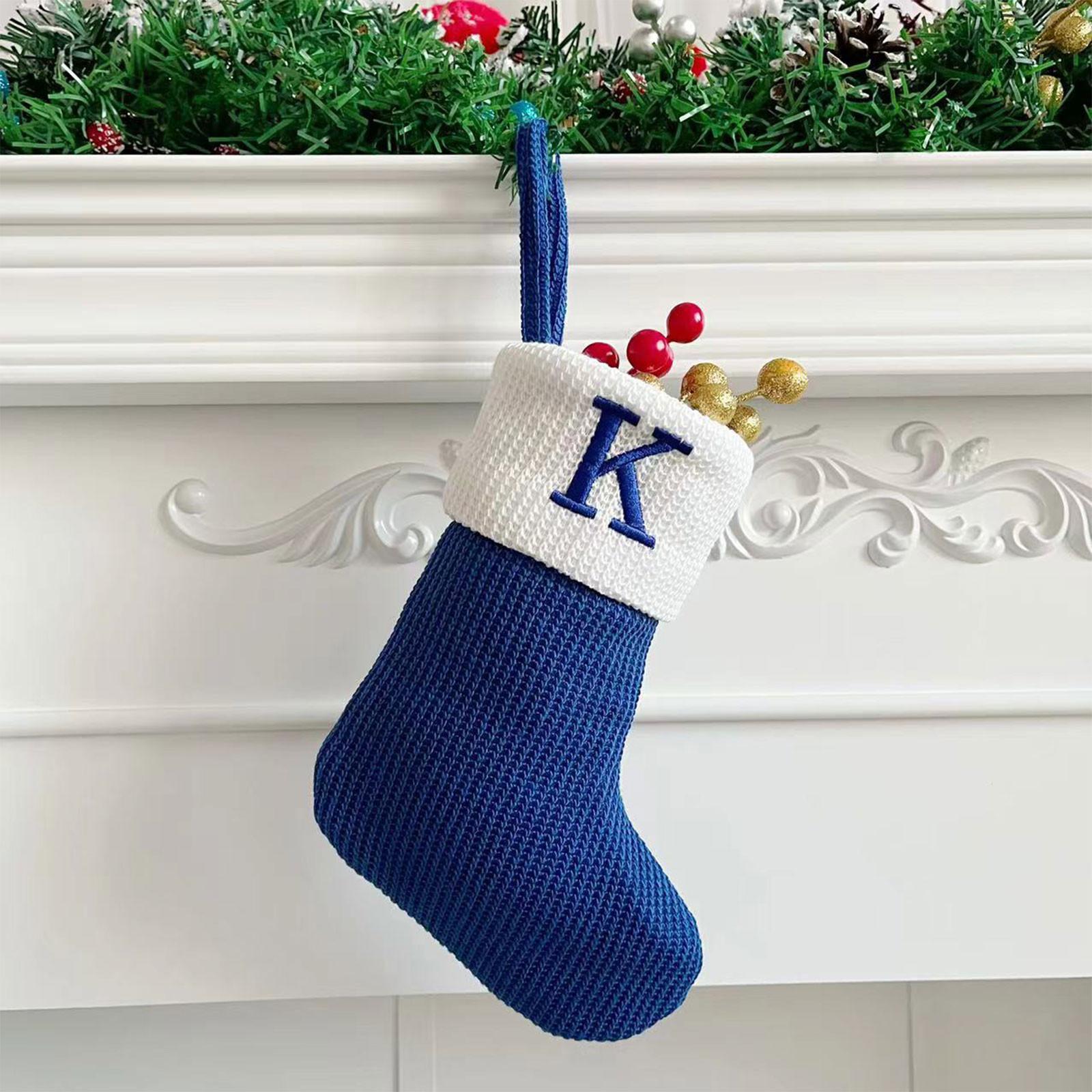 

Christmas Stockings Small Embroidered Letter Knitted Xmas Hanging Stocking Decorations Christmas Party Decor