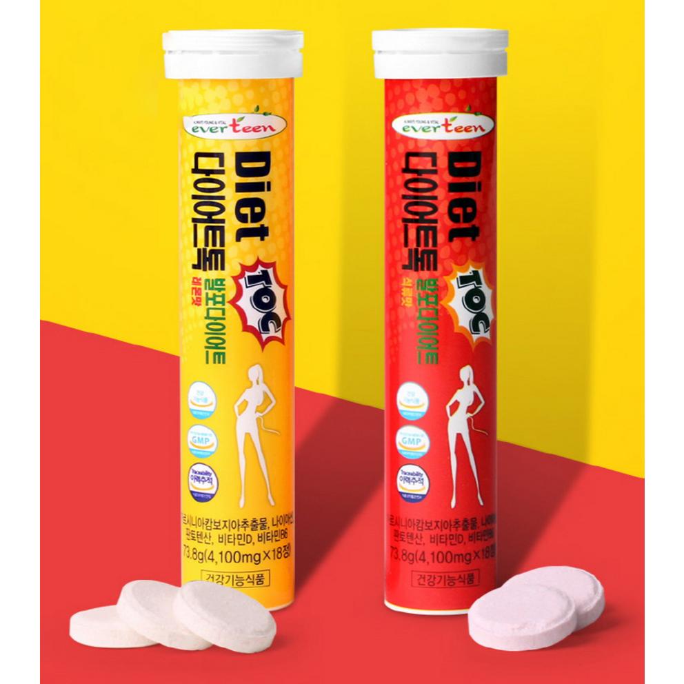 Evertin Dieet Talk Garcinia Citroen Smaak Bruistabletten, 18 Tabletten, 2 Verpakkingen