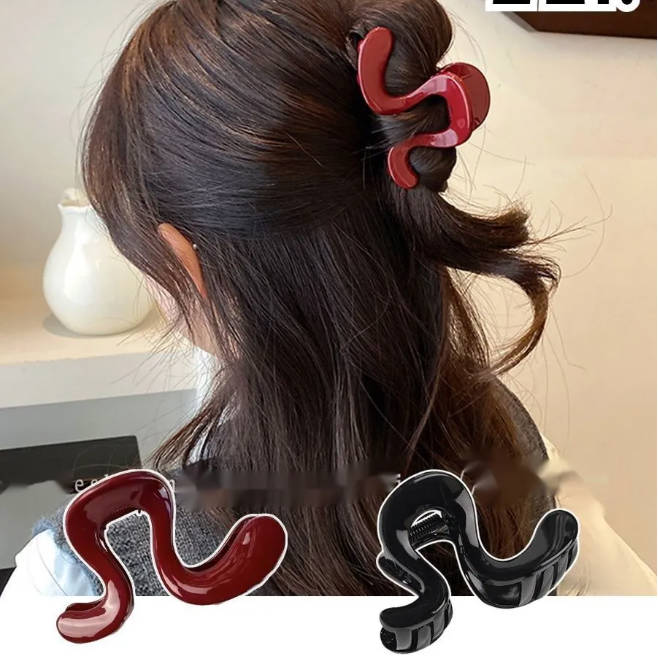 

Large Geometric Hair Claw Clip Set Two Pieces Elegant Bow Shape Hair Clip Durable Strong Grip Hair Accessories for Women and Girls One Size червоний