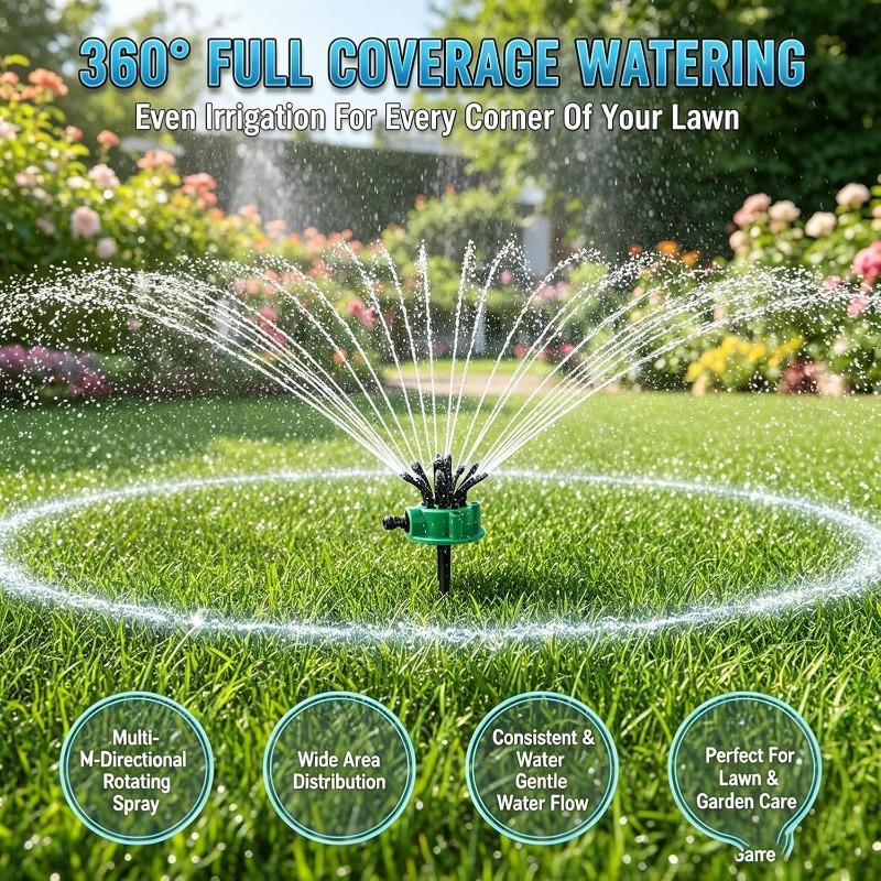 360° Coverage Precision Garden Irrigation Sprinkler,360 Multi Directional Lawn Sprinkler,Automatic Rotating Precision Coverage Irrigation (a2)