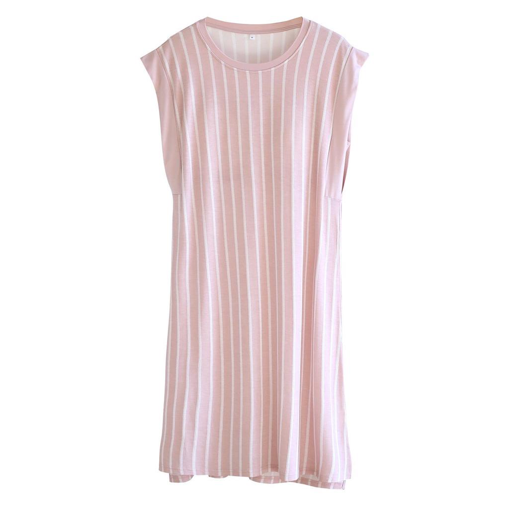 Damen ärmelloses Sommer-Nachthemd aus Modal mit integriertem BH, Große Größen, Lockerer Schnitt, Einteiliges Pyjama-Kleid