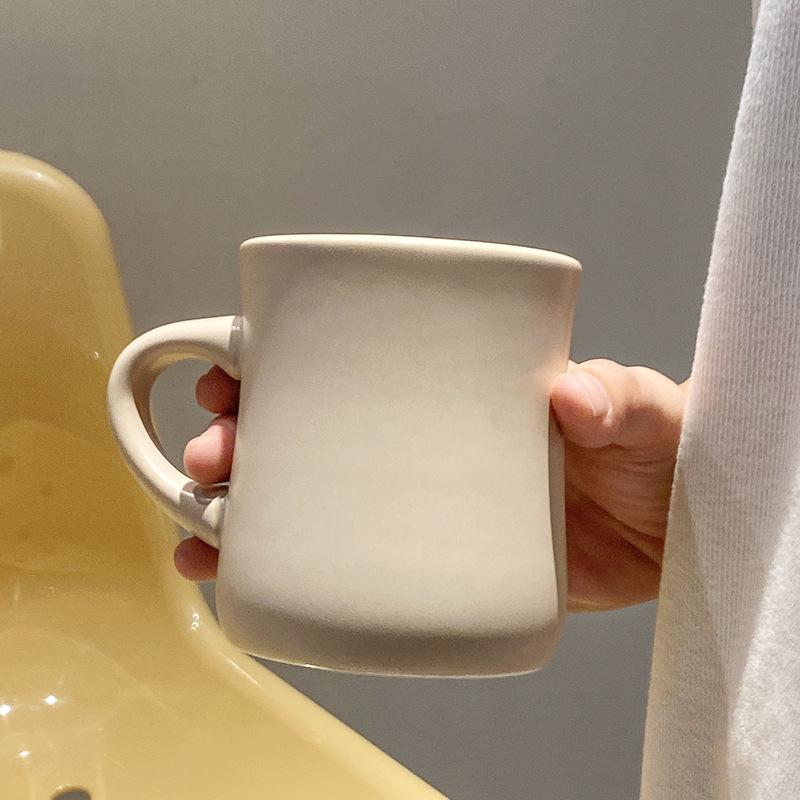 Household Cup Ins Wind Simple Cream Yellow Ceramic Mug Coffee Cup Couple Water Cup