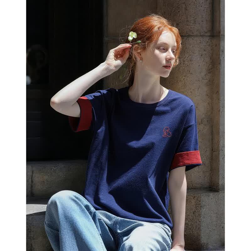

Women s Oxygen Cotton Embroidered Color Block T-shirt S