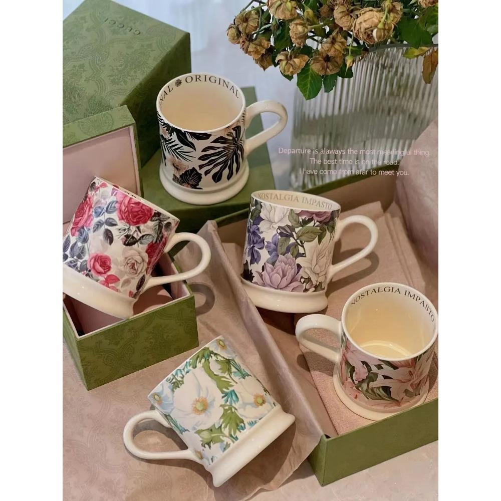 Retro Ceramic 380ml Coffee Mug Office Home Water Cup French Romantic Floral Milk Cup