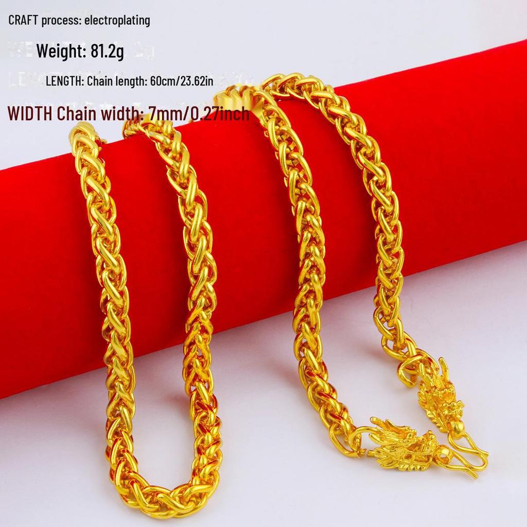 Men's Alloy Gold-Tone Necklace – Bold, Durable, Street Style Accessory