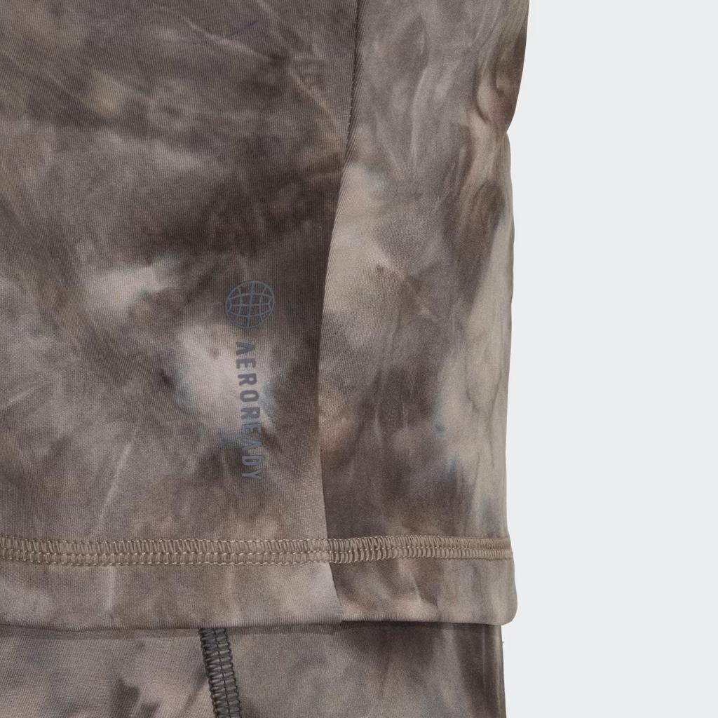 Adidas Tie-Dye Logo Print Cropped Long Sleeve T-Shirt Women Tops Brown HN9499