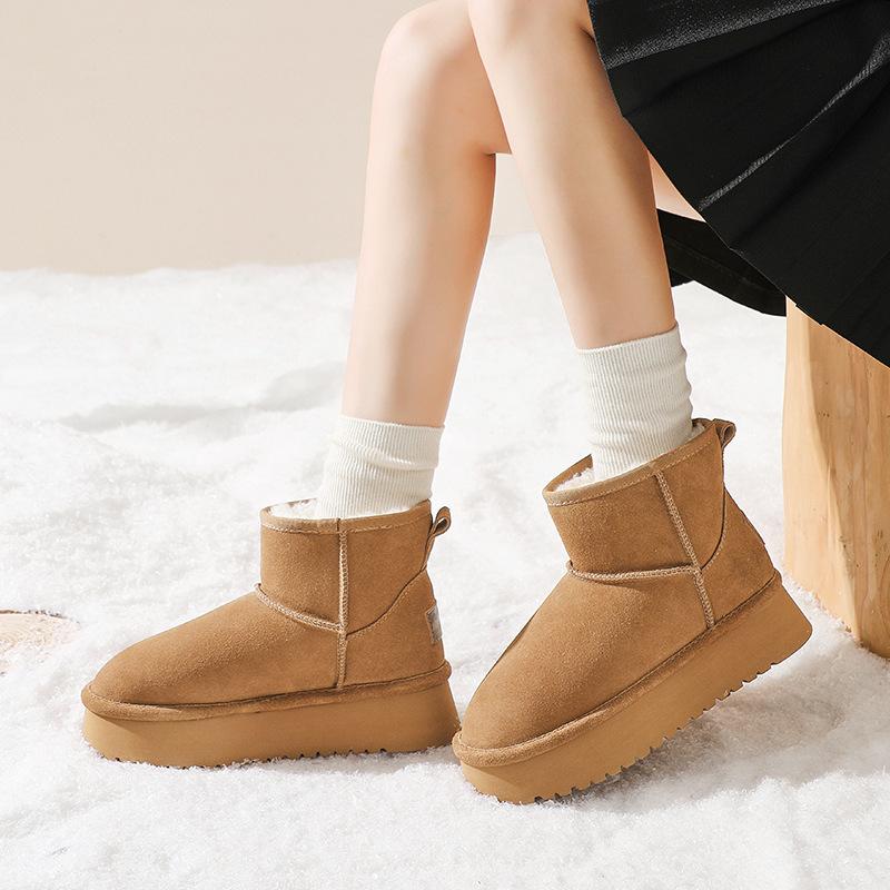 Augustus Snow Boots Women's 2025 Autumn and Winter New Fashion Short Tube Bread Short Boots Piled and Thickened Outer Cotton Shoes