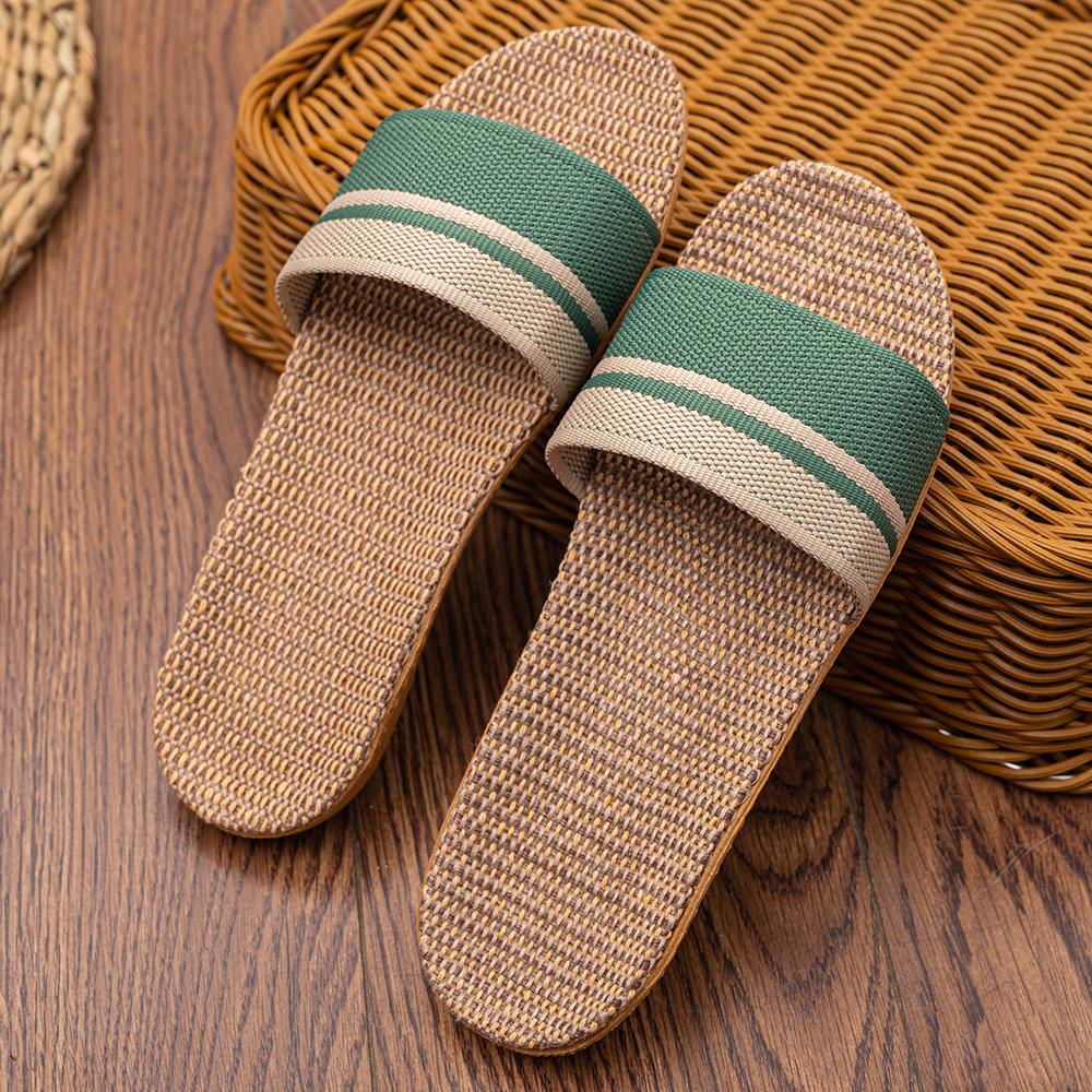 Simple Women Flat Slippers Casual Flax Indoor Home Beach Shoes