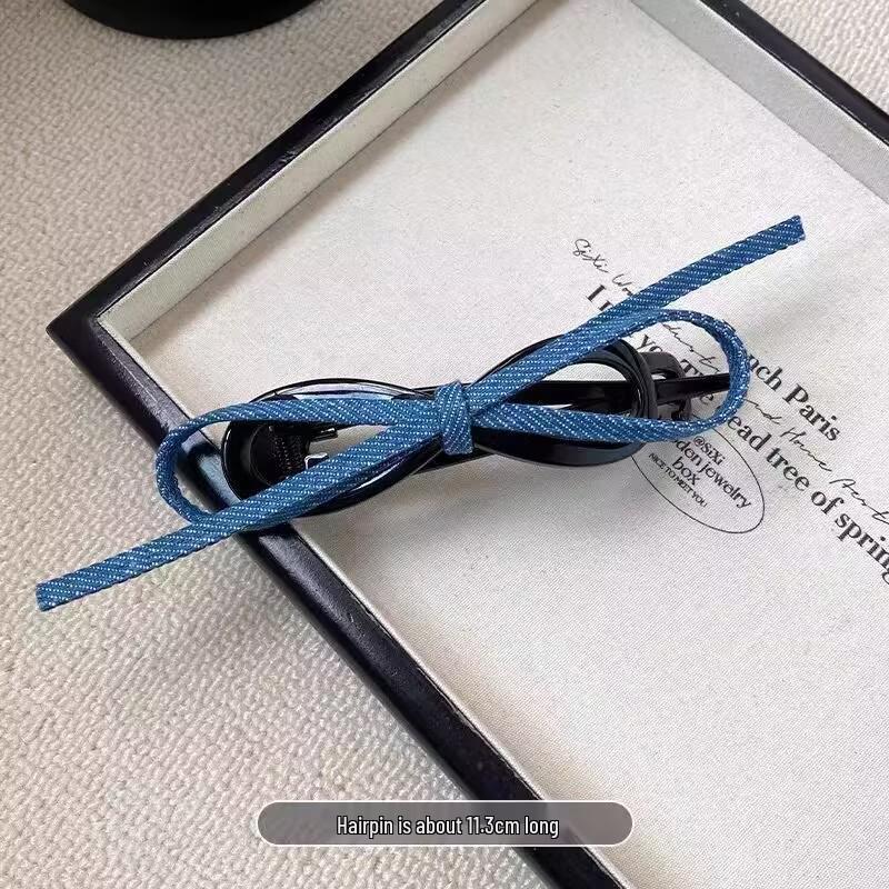 Damen Retro Denim Schleife Verdrehte Haarspange – Haaraccessoire im Stil 2025
