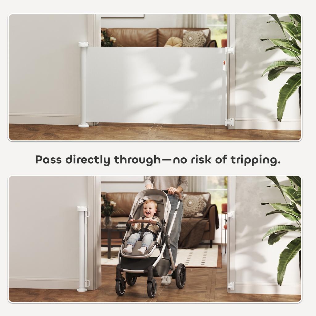 Stair Safety Gate Extendable 0-136cm 87 Cm High Door Safety Gate for Pets 142 X 10 X 87 Cm White