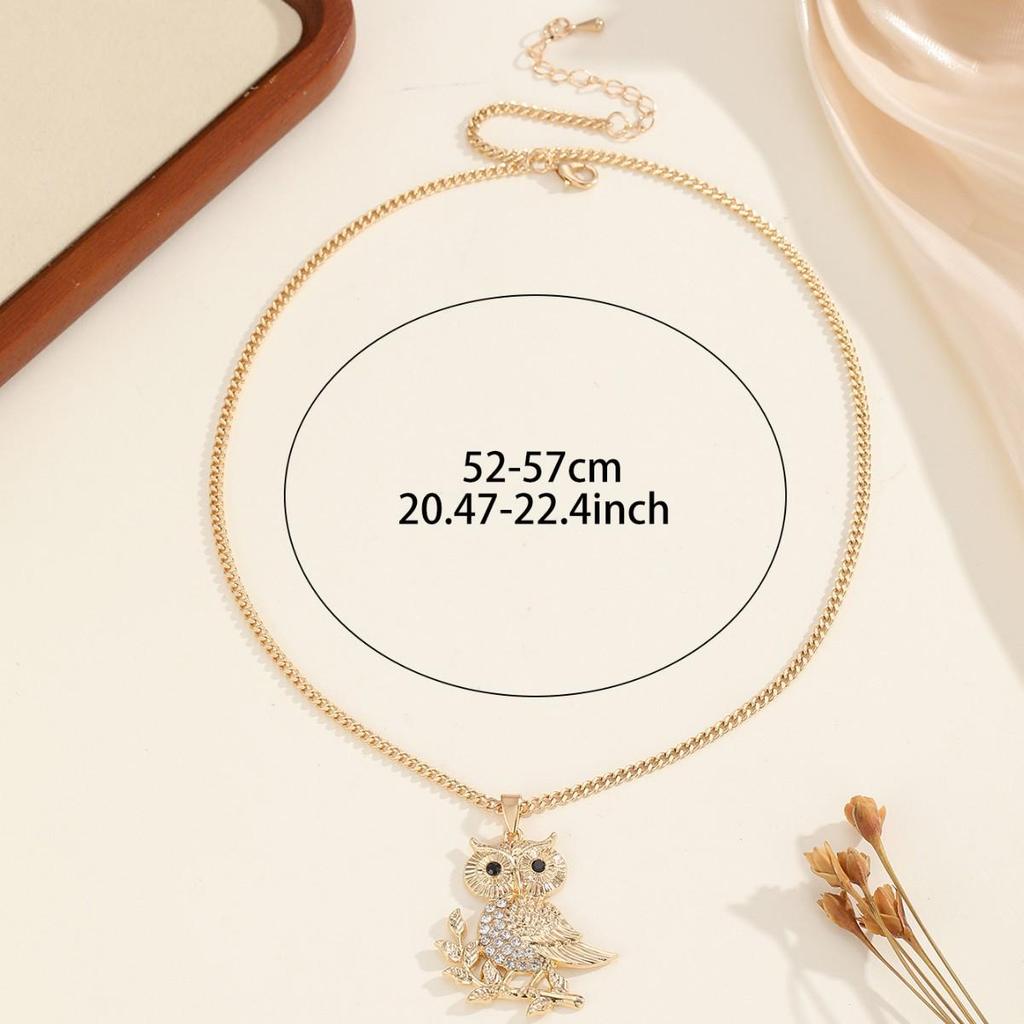 Chic Rhinestone Owl Pendant Necklace - Light Luxury Jewelry 
