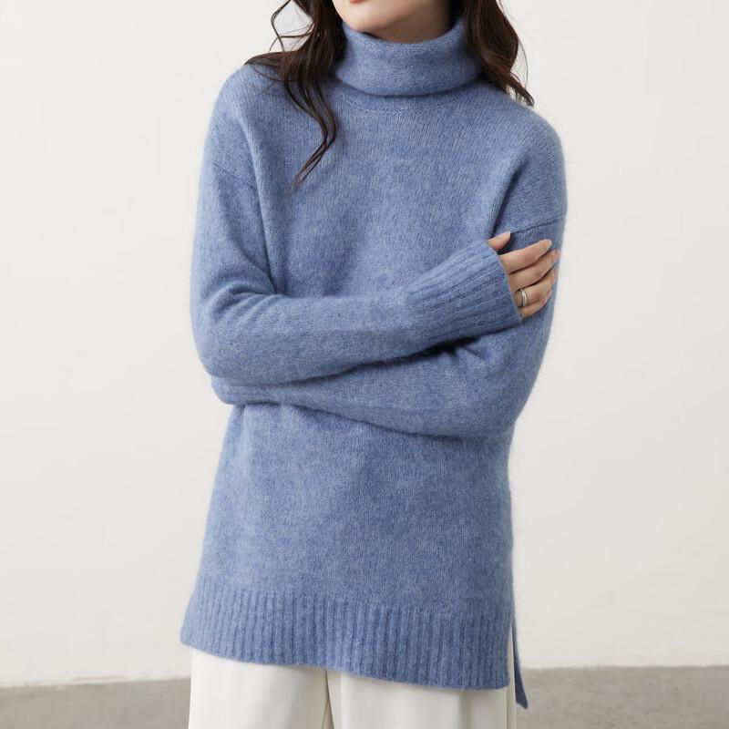 SinoFuDe Women's Wool Blend High-Neck Knit Sweater