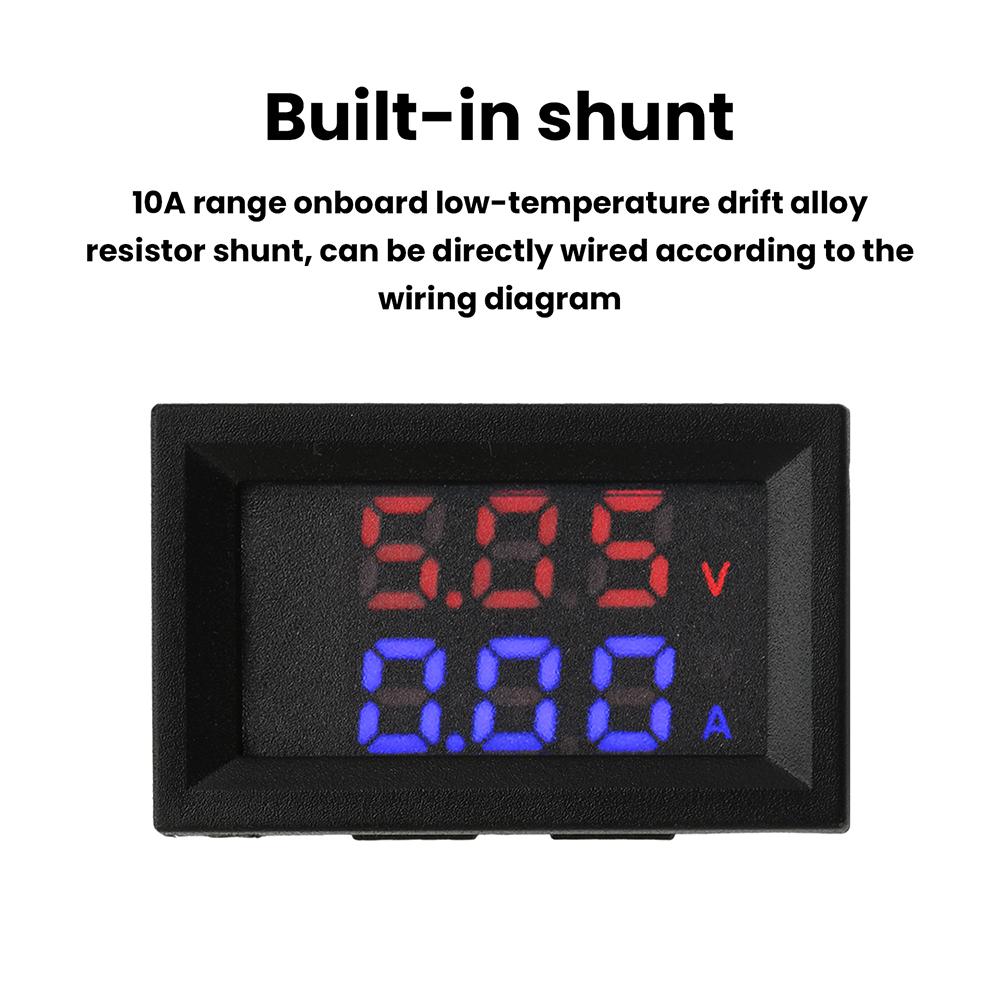 DC0-100V 10A Digital Voltmeter Ammeter CM430 Voltage Current Detector Meter Amp Volt Gauge 0.28" Red Blue LED Dual Display Panel