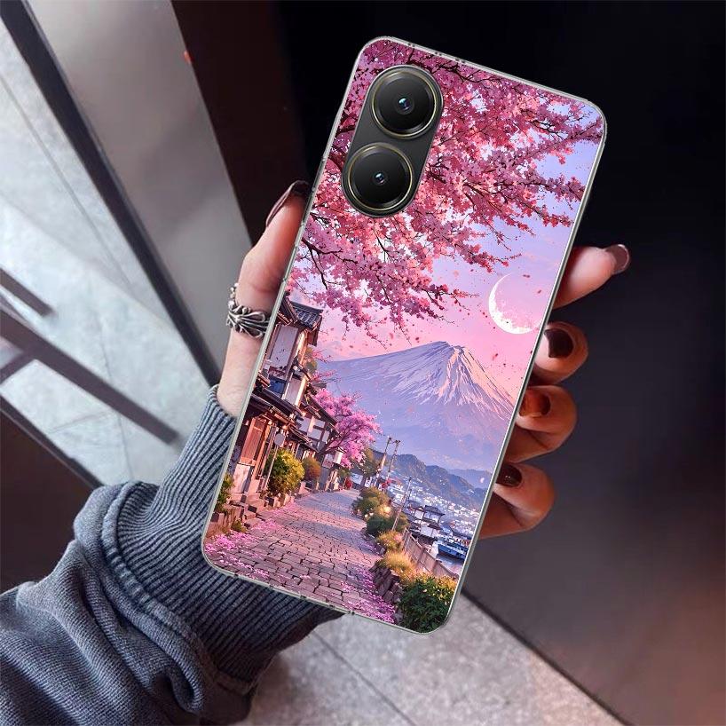 Japanische Kirschblüte Mount Fuji Handyhülle Für Xiaomi Poco X7 X6 X5 Pro F7 Ultra Redmi 15C 15 13 13C 12 12C 10 10A 10C 9 9A 9C 9T Sie