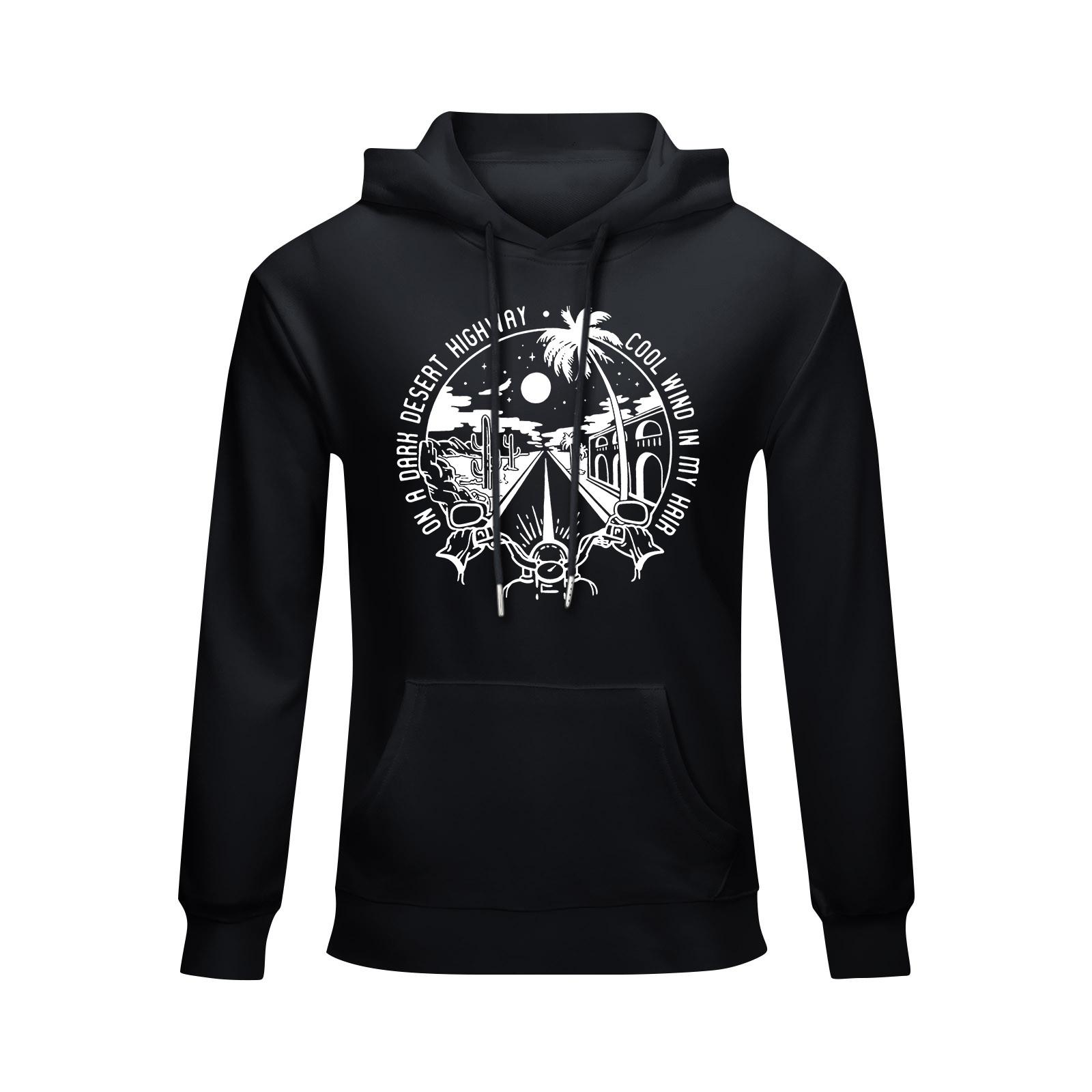 Унисекс модный повседневный свободный плюшевый пуловер с длинными рукавами и круглым вырезом с капюшоном из веревки L чёрный 1675₽