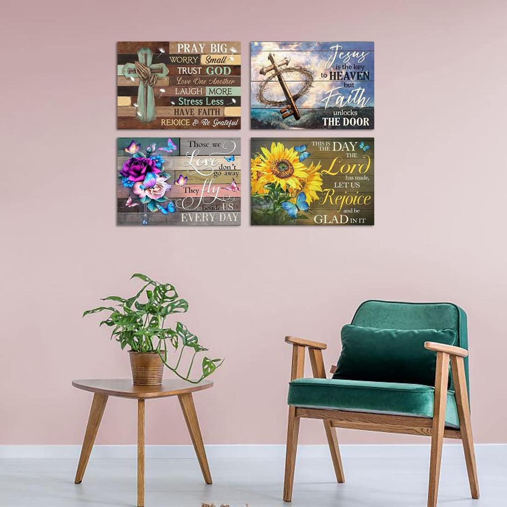 Fokenzary Adult Diamond Painting Kit, DIY Prayer 5D Diamond Art Set for Beginners, Kids Room, 4-Piece Wall Art