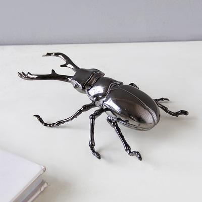 Artigianato in Metallo Scultura di Insetti Simulati Scarabeo Scarabeo Argentato Insetto Metallo Statuetta Accessori per la Decorazione della Casa