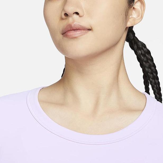 Nike Solid Color Round Neck Slim Fit Short Sleeve Casual T-Shirt Women Tops Light-Purple FN2805-512