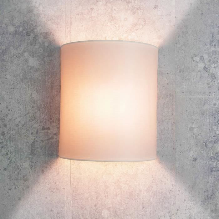 Applique murale - Alice - Tissu blanc - 1 ampoule E27 - 60W - Design moderne