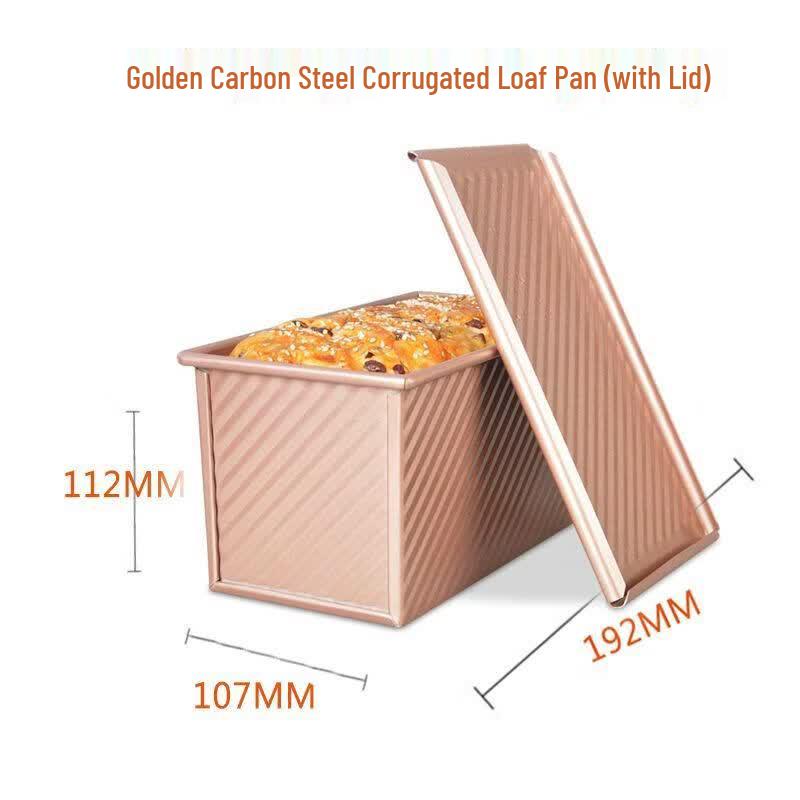 Chu Yi Ba Gold Carbon Steel Corrugated Loaf Pan with Lid