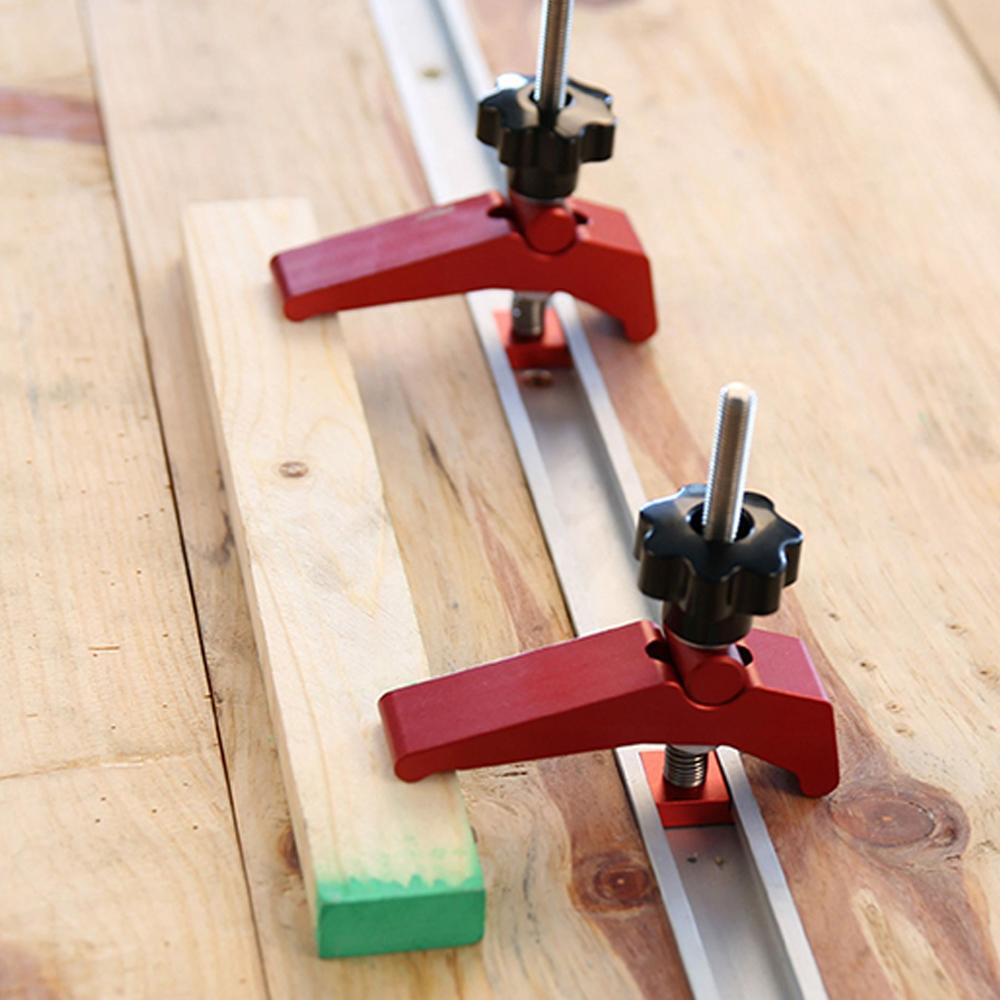 Aluminum Alloy Quick Acting Hold Down Clamp T Slot T Track Clamp Set Woodworking Tools