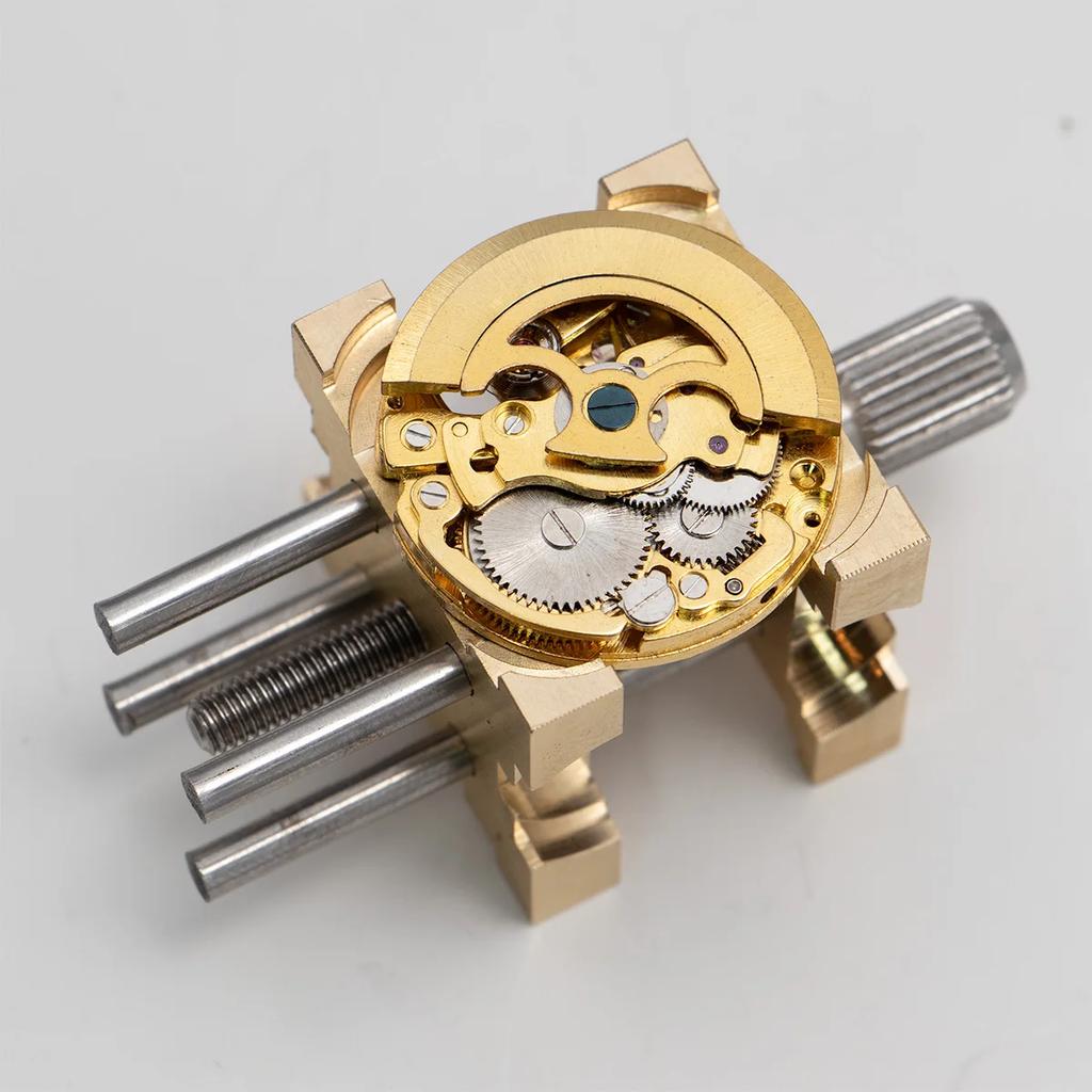 Watch Movement Holder Repair Tools Brass Fixed Base Multi-Function Adjustable Four-Sided Watch Movement Holder