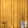 USB 3x1M Curtain String Lights 100 LED Fairy Lights with Remote Control 8 Modes Copper Wire for Room Window Christmas Wedding Party Decor