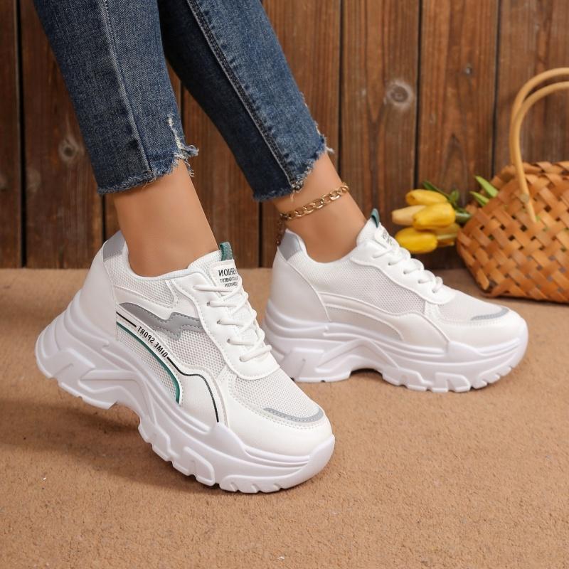 Frühling/Herbst Rundkopf Komfort Übergröße Walking Schuhe Mode Neu Verkauf Dicke Sohle Schnürschuhe Lässige Sneaker Damen
