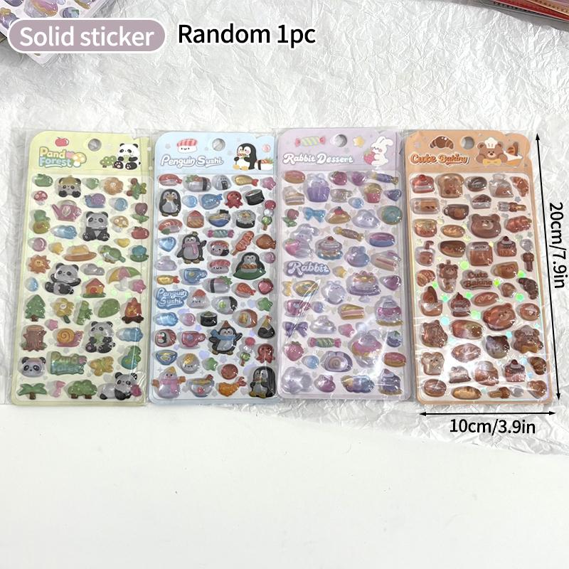 Cartoon Animal Relief Sticker Creative 3D Crystal Stickers For Journal Scrapbook Notebook Laptop Diy Phonecase Decal Pary Decor