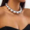 Vintage Big Beads Choker Necklace For Women Girls Exaggerated Clavicle Chain