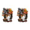 1-3PCS Farmhouse Pumpkin Cart Wreath Pumpkin Wreath Halloween Pumpkin Truck Wreath for Halloween Thanksgiving Decoration