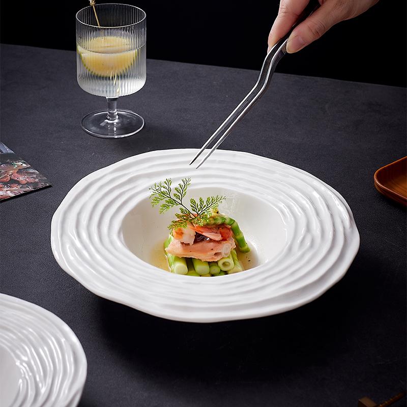 White Straw Hat Bowl Ceramics Dining Plate Soup Bowls Fruit Plate Salad Bowls Pasta Dish Noodle Bowl Dessert Plates Snack Tray