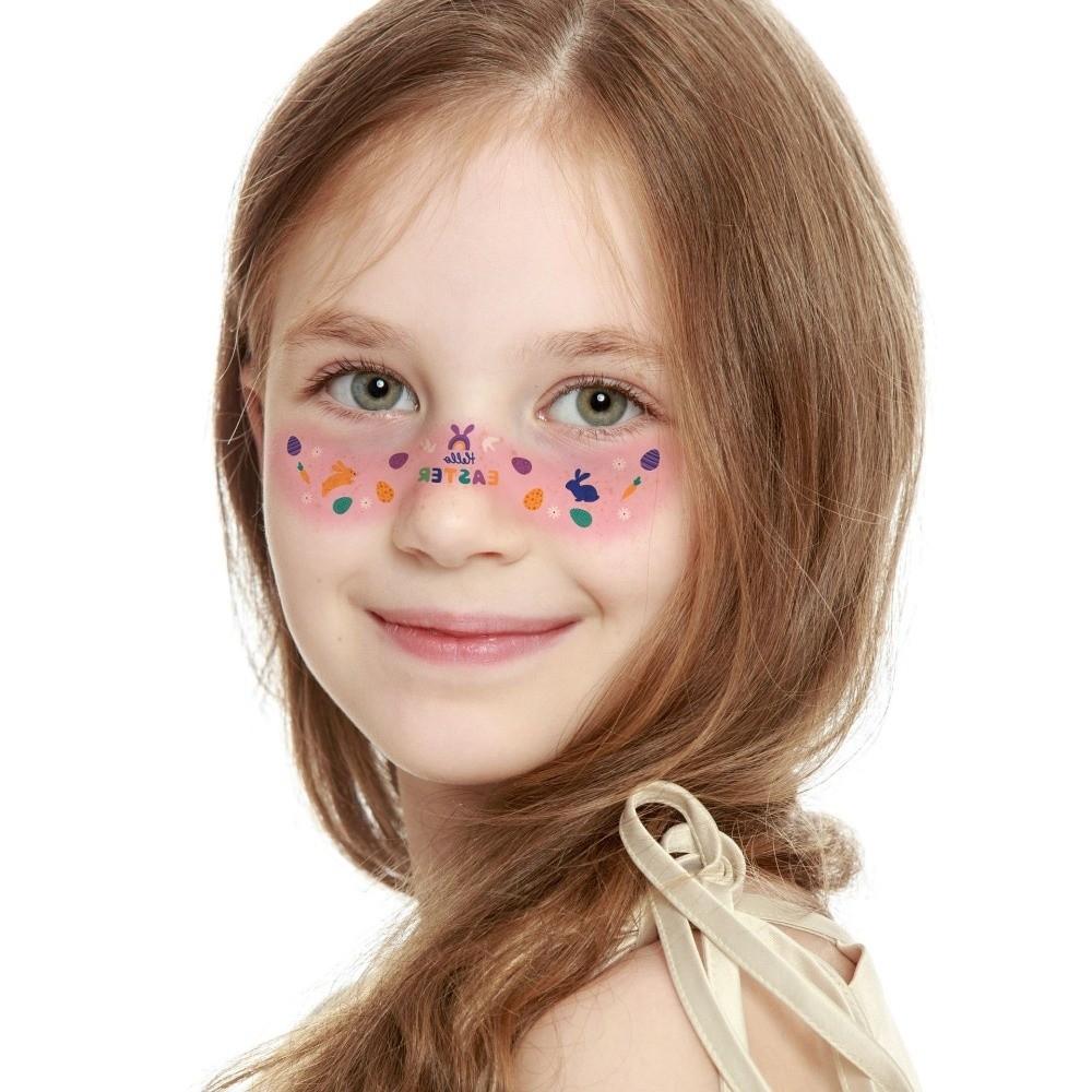 12pcs Long Lasting Easter Egg Face Temporary Tattoos Easter Bunny Makeup Stickers Amusement Park