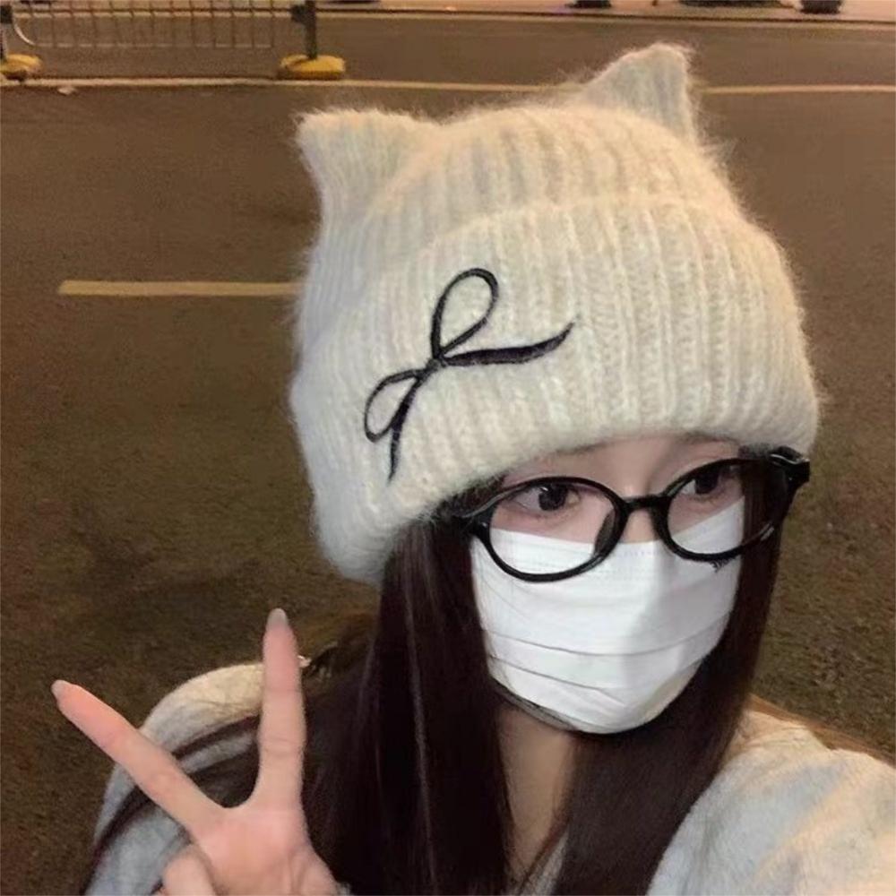 Cat Ear Knitted Woolen Hat Windproof Crochet Hat Fashion Beanie Cap
