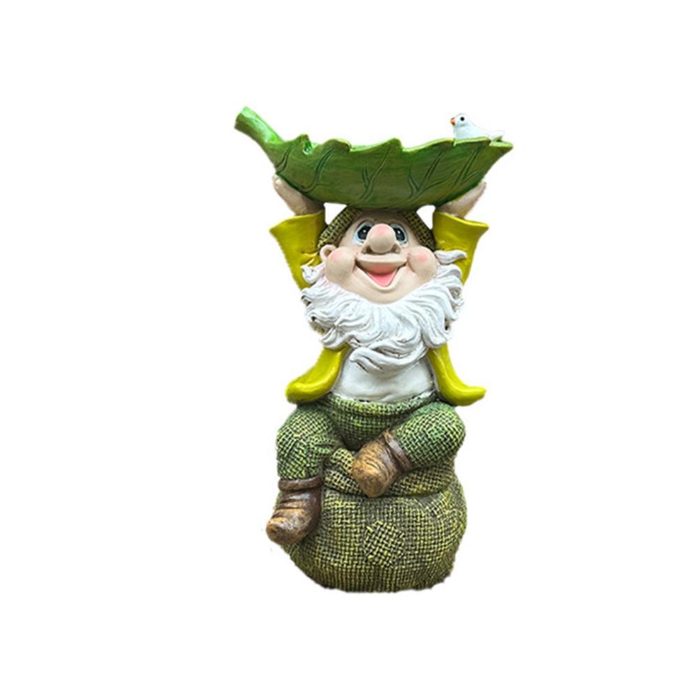 

Creative Dwarf Sculpture Ornament Cute Art Statue Bird Food Dispenser for Bird Lovers Parrot Style 2