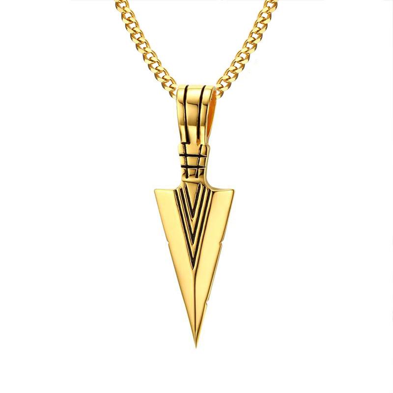 Mens Arrow Pendant Necklace for Men Stainless Steel Male Punk Retro Jewelry