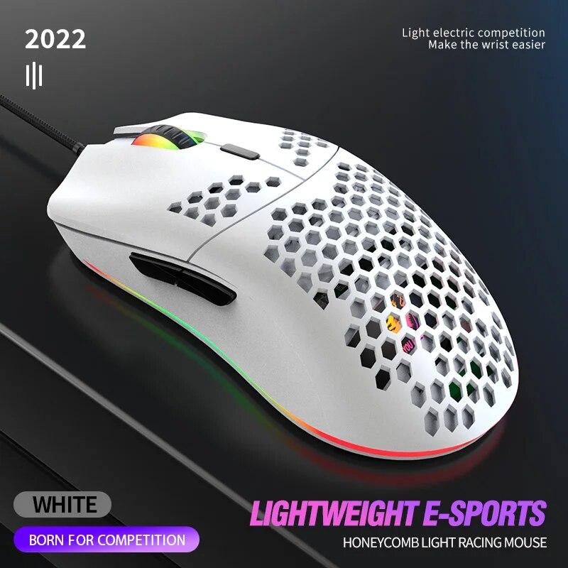 M1 Wired Lightweight Gaming Mouse 69g Ultralight Honeycomb Shell RGB Chroma Backlit 6400 DPI Ergonomic for Laptop PC Mac Gamer