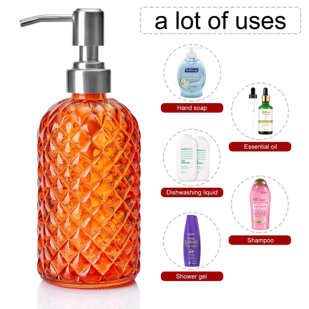 450ml Stainless Steel Glass Soap Bottle Bathroom Soap Dispenser Refillable Liquid Glass Shower Gel Bottle Liquid Soap Dispenser