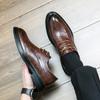Fashion New Black Men Derby Shoes Brown Round Toe Lace-up Party Men's Formal Shoes Pu Leather  Size 38-46 Men Dress Shoes