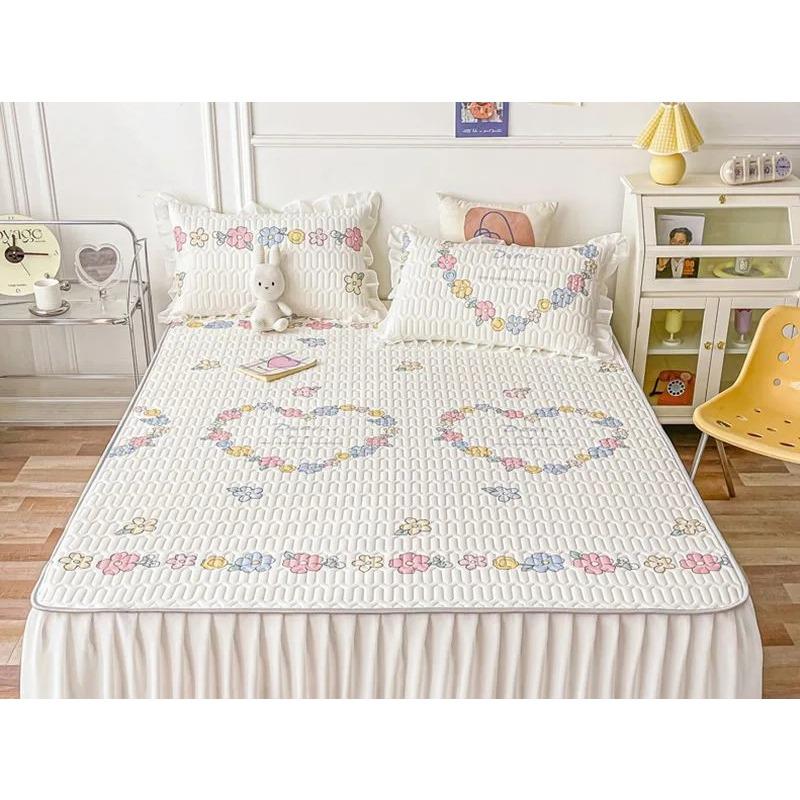Cool Feeling Mattress Bed Skirt Bed Cover Summer Machine Washable Ice Silk Pad Household Air Conditioning Anti Slip Bed Cover