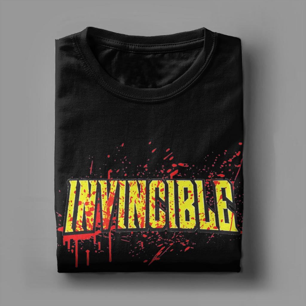 All Seasons Invincible Blood Splat Logo T Shirt For Unisex Adult Anime Pure Cotton T-shirts Short Sleeve Clothing