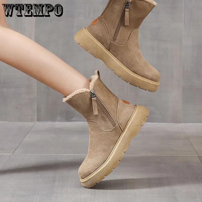 Große Schneestiefel für Damen, kurze Winterstiefel für Damen, dicke warme Baumwollstiefel