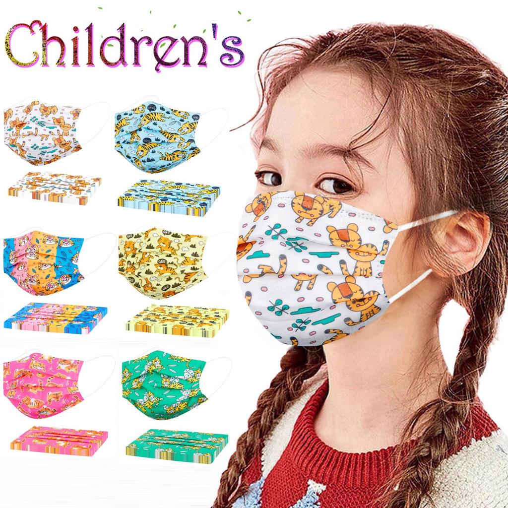 10PCS Children's Kids Disposable Face Mask Cute Print Facial 3Ply Masks