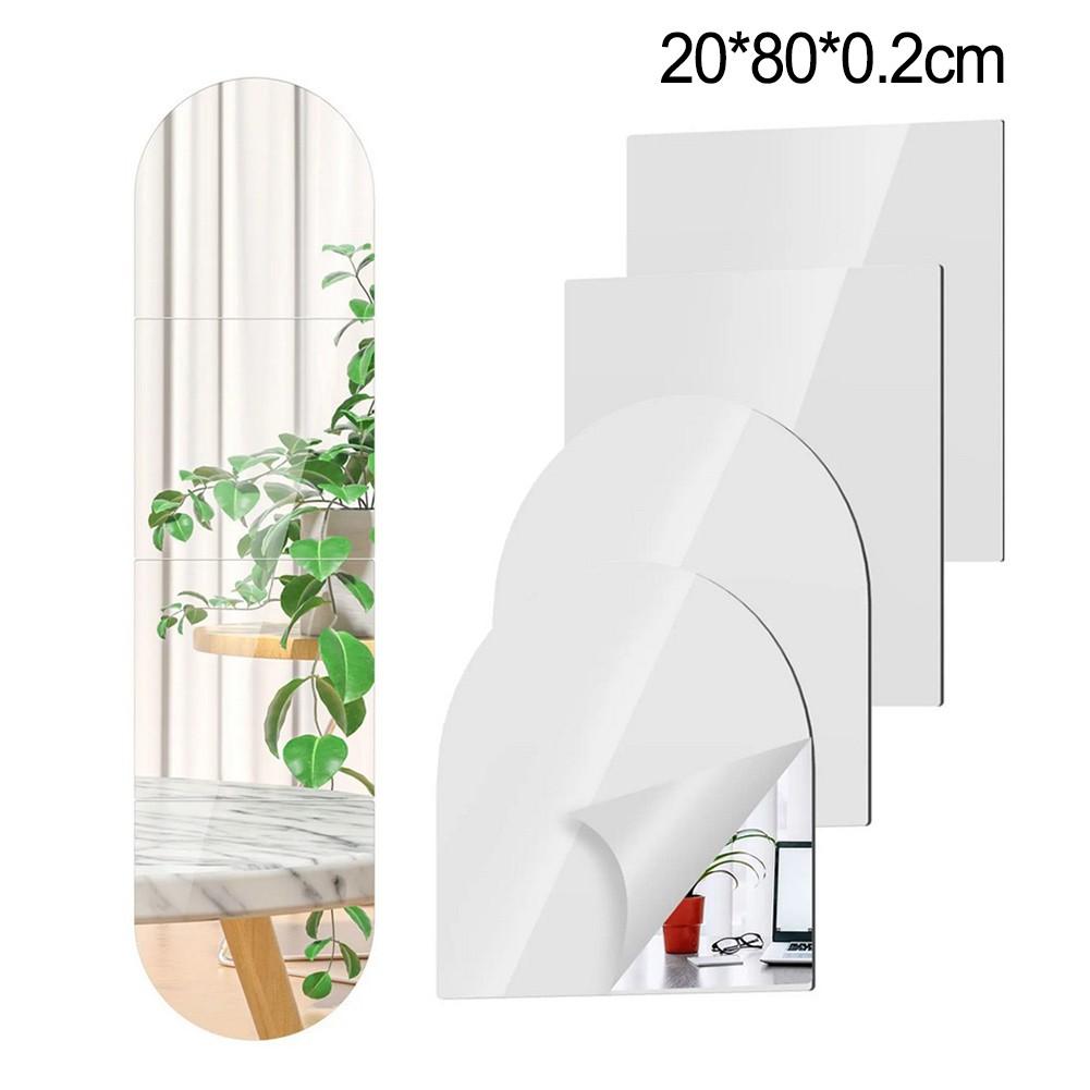 Flexible Wall Mirrors Set of 4 Soft Acrylic Rounded Squares for Home Use